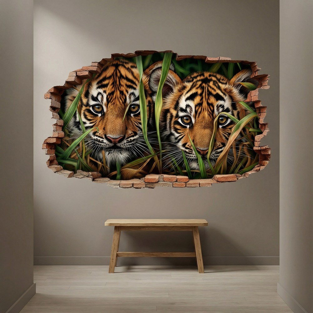 Wandtattoos: Wanddurchbruch Tigerbabys