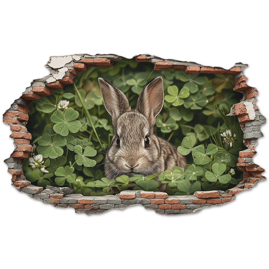 Wandtattoos: Wandloch Hase Klee