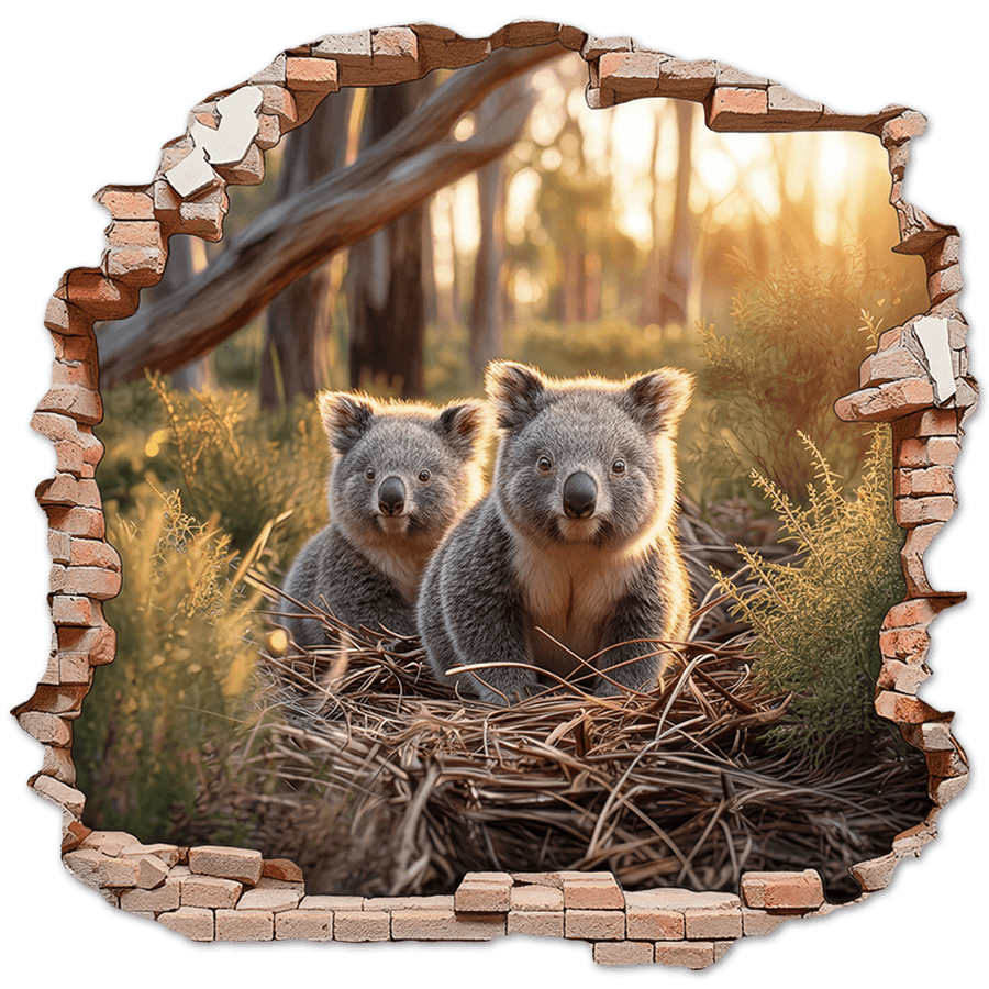 Wandtattoos: Wanddurchbruch Koalas Wald