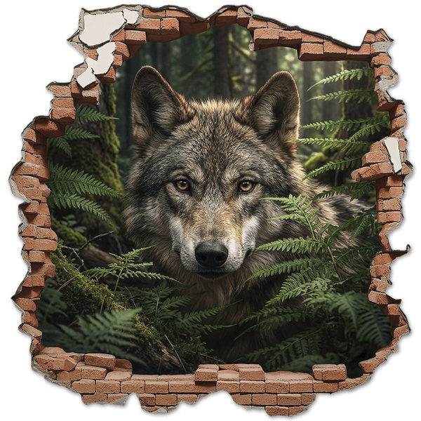 Wandtattoos: Wanddurchbruch Wolf Wald