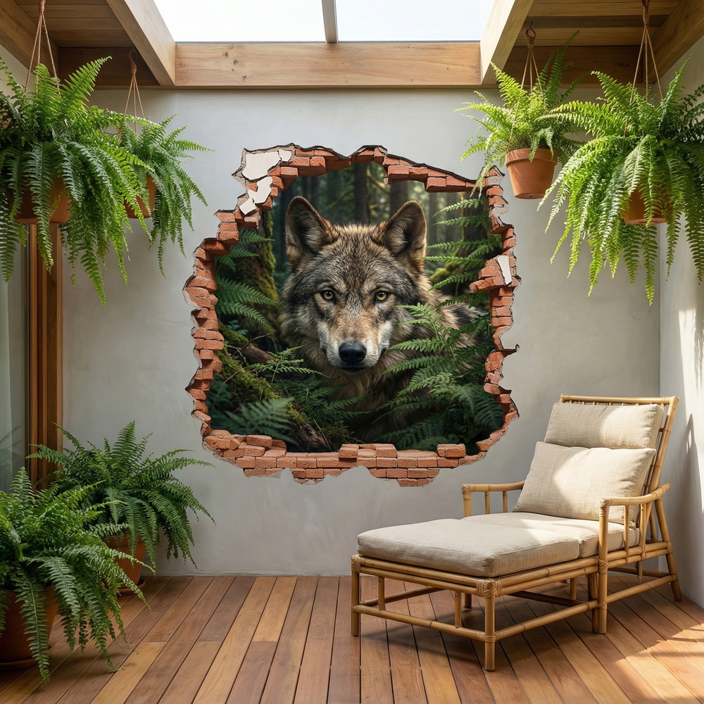 Wandtattoos: Wandloch Wolf im Wald
