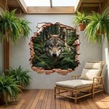 Wandtattoos: Wanddurchbruch Wolf Wald 6