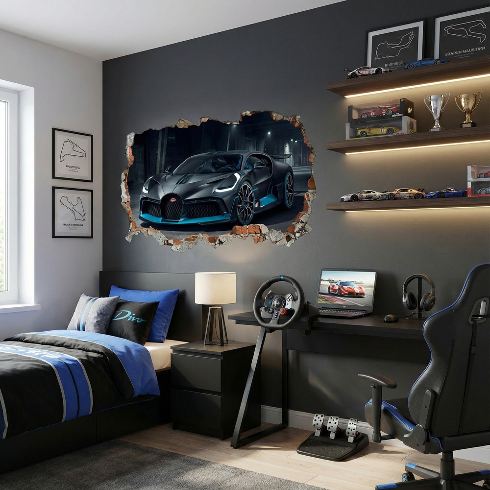 Wandtattoos: Wanddurchbruch Bugatti Divo