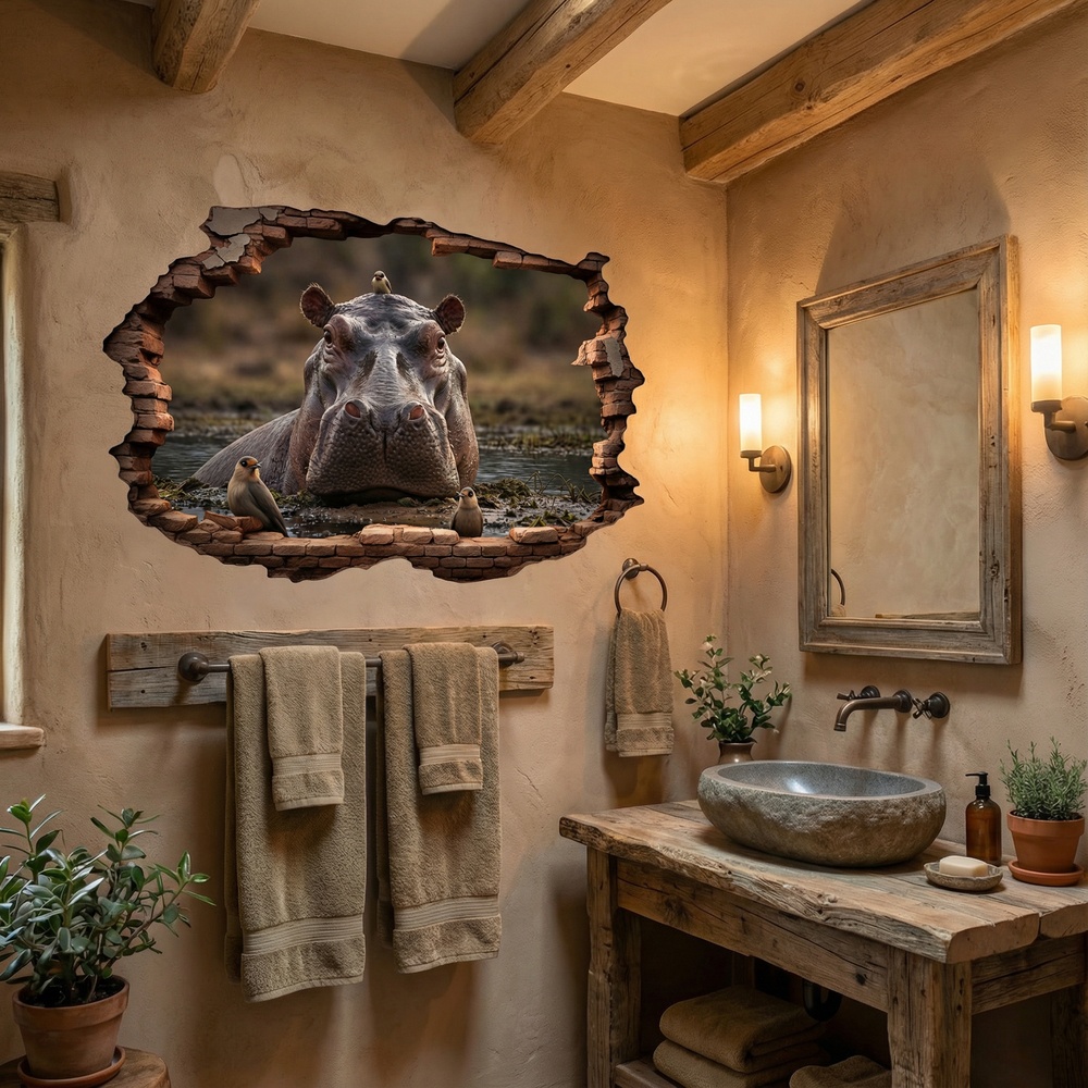 Wandtattoos: Wanddurchbruch Nilpferd