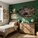 Wandtattoos: Wandtattoo Loch Nilpferd 3D-Effekt 7