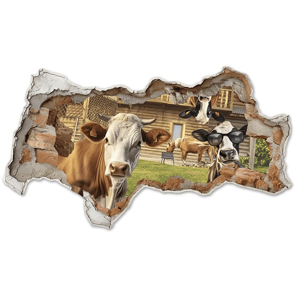 Wandtattoos: Wanddurchbruch Lustige K&uuml;he