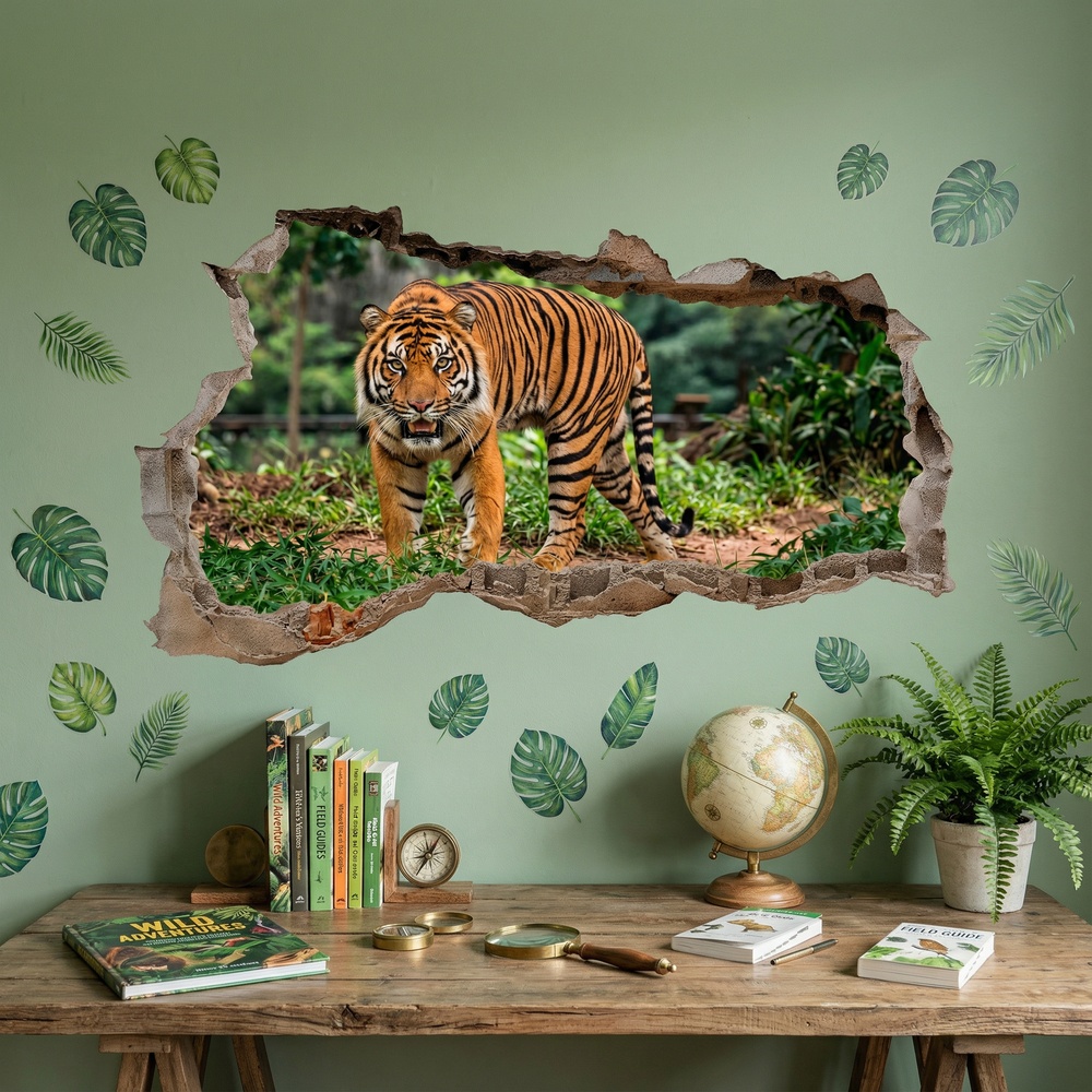 Wandtattoos: Wandloch Bengalischer Tiger im Dschungel