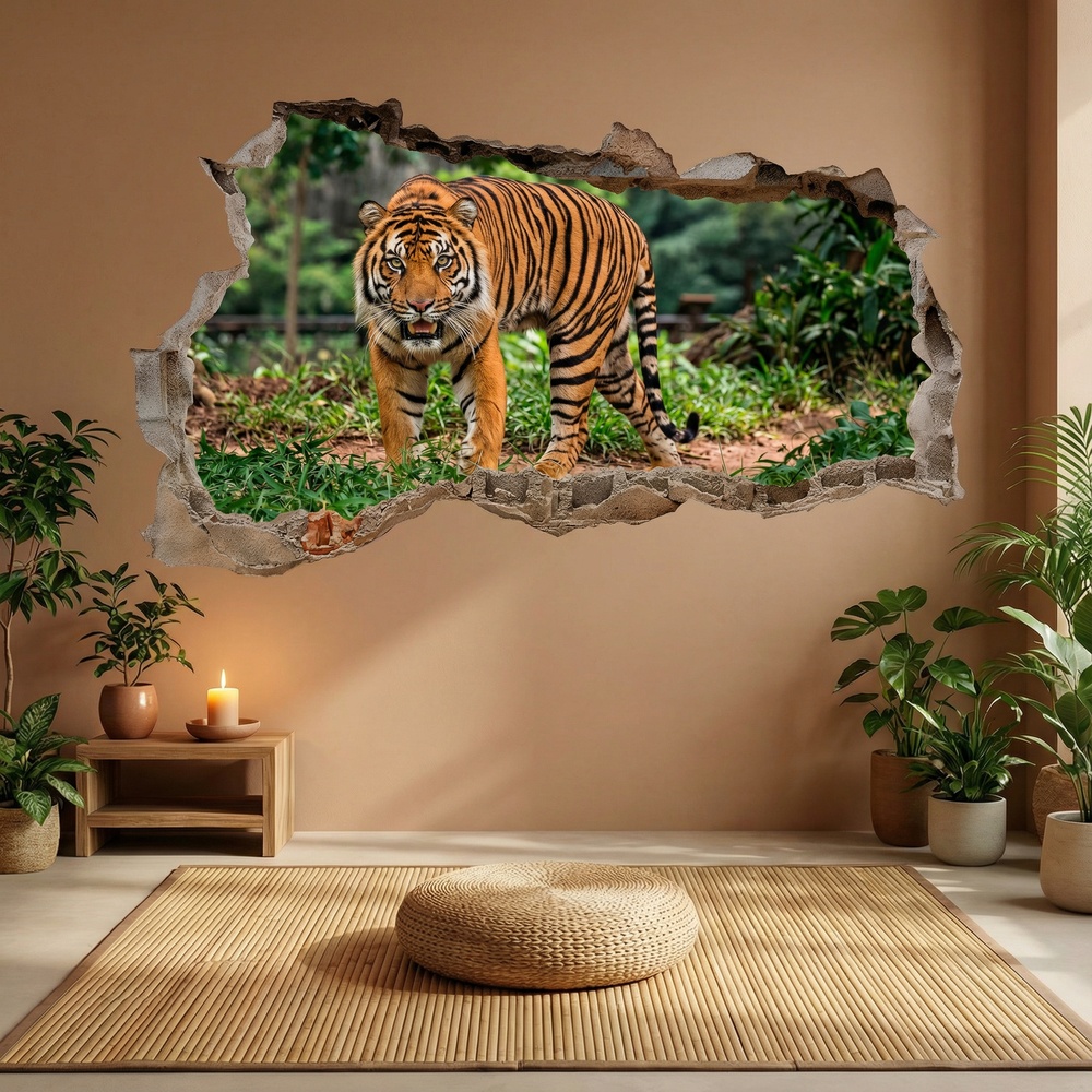 Wandtattoos: Wandloch Bengalischer Tiger im Dschungel