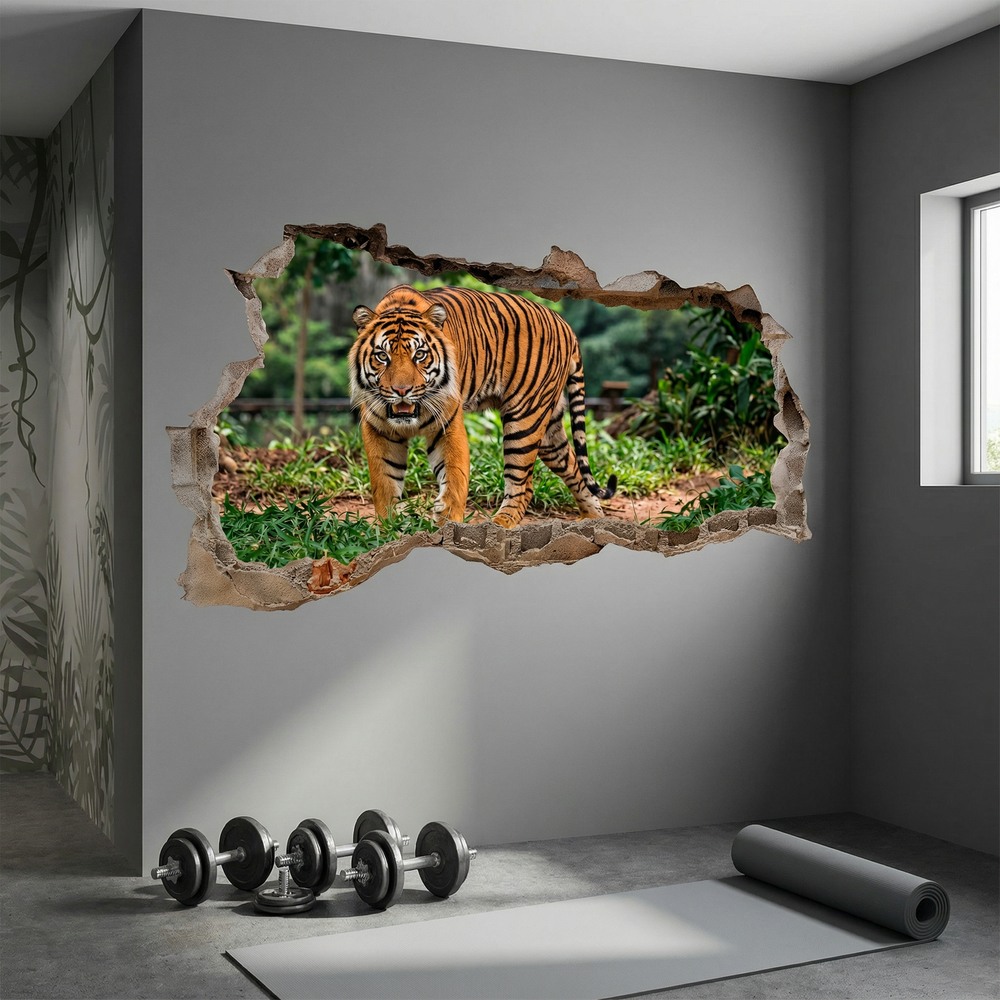 Wandtattoos: Wandloch Bengalischer Tiger im Dschungel
