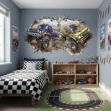 Kinderzimmer Wandtattoo: Wanddurchbruch Monster Trucks Rennen 3