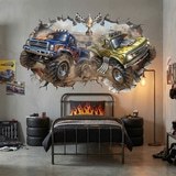 Kinderzimmer Wandtattoo: Wanddurchbruch Monster Trucks Rennen 4