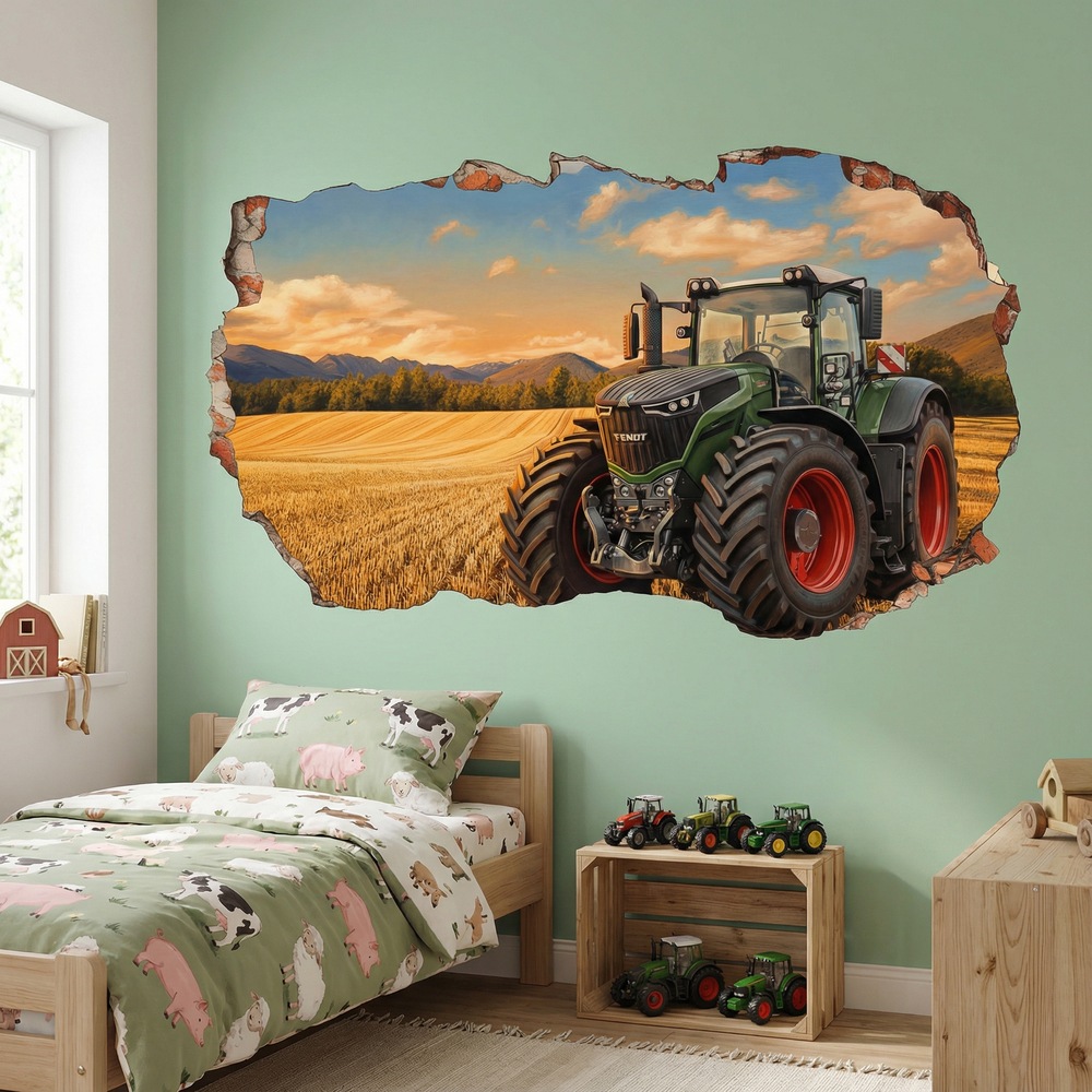 Wandtattoos: Wandloch Traktor Goldfeld