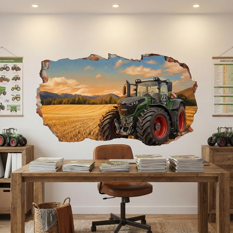 Wanddurchbruch Traktor im Weizenfeld 4/9