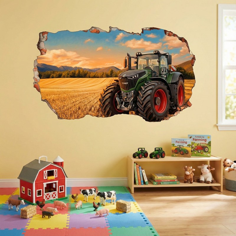 Wanddurchbruch Traktor im Weizenfeld 7/9