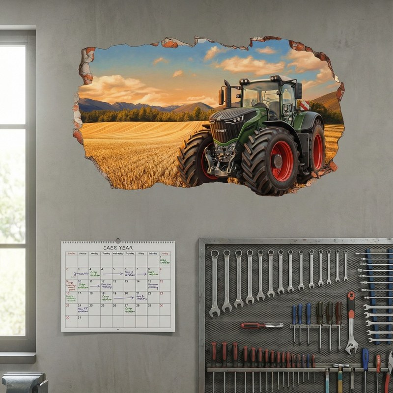 Wanddurchbruch Traktor im Weizenfeld 8/9