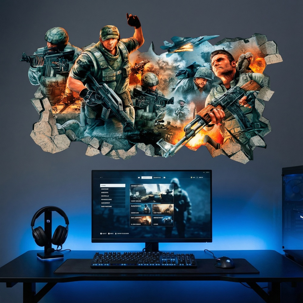 Wandtattoos: Wanddurchbruch Shooter Videospiel Gamer