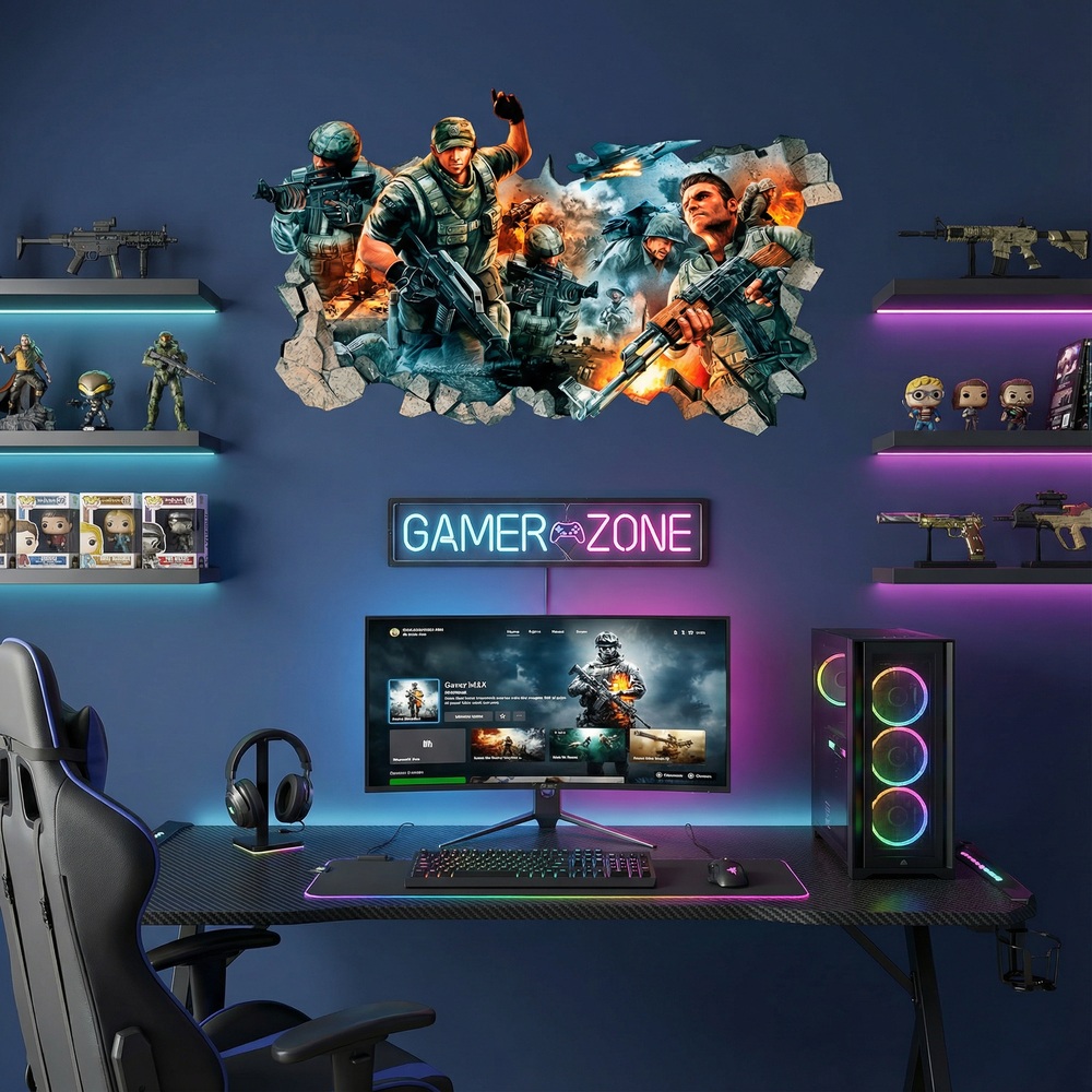 Wandtattoos: Wanddurchbruch Shooter Videospiel Gamer