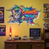 Wandtattoos: Wanddurchbruch Gamer Zone Katze 3