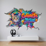 Wandtattoos: Wanddurchbruch Gamer Zone Katze 6