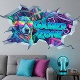 Wandtattoos: Wanddurchbruch Gamer Zone Hund 4