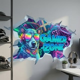 Wandtattoos: Wanddurchbruch Gamer Zone Hund 5