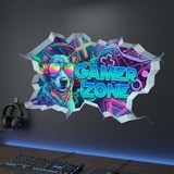 Wandtattoos: Wanddurchbruch Gamer Zone Hund 6