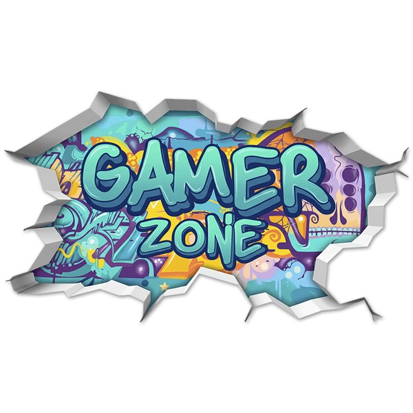 Wandtattoos: Wanddurchbruch Gamer Zone Graffiti
