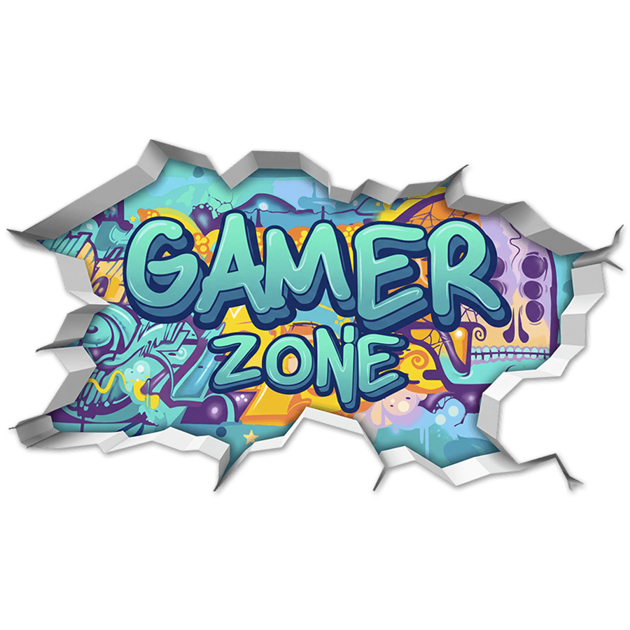 Wandtattoos: Wanddurchbruch Gamer Zone Graffiti