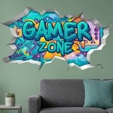 Wandtattoos: Wanddurchbruch Gamer Zone Graffiti 3