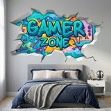 Wandtattoos: Wanddurchbruch Gamer Zone Graffiti 4