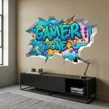 Wandtattoos: Wanddurchbruch Gamer Zone Graffiti 6