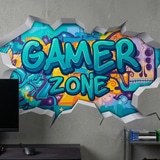 Wandtattoos: Wanddurchbruch Gamer Zone Graffiti 7