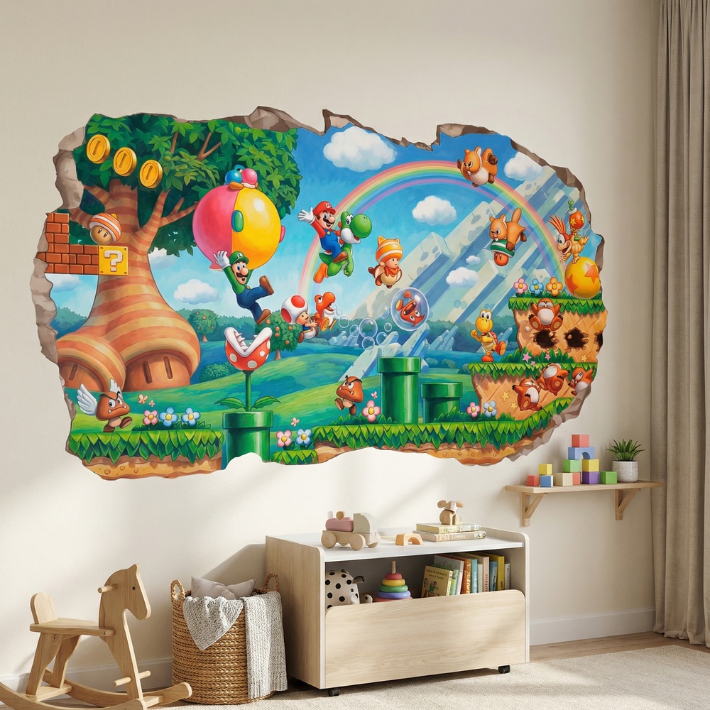 Kinderzimmer Wandtattoo: Wanddurchbruch Super Mario