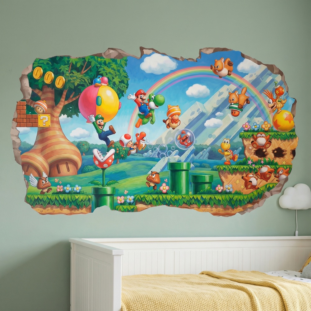 Kinderzimmer Wandtattoo: Wanddurchbruch Super Mario