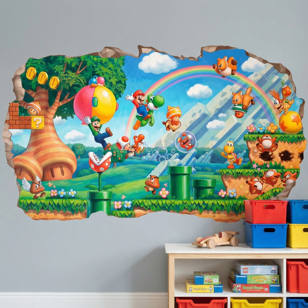 Kinderzimmer Wandtattoo: Wanddurchbruch Super Mario