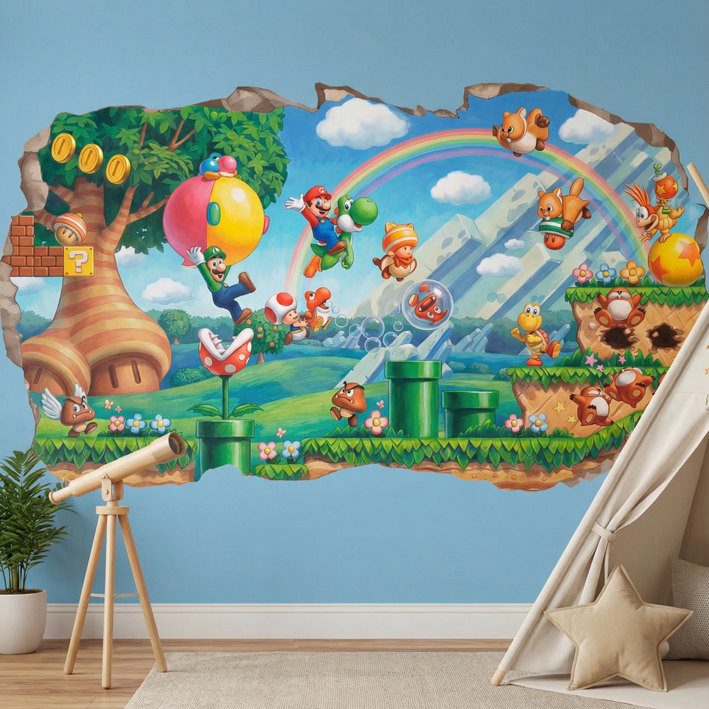 Kinderzimmer Wandtattoo: Wanddurchbruch Super Mario