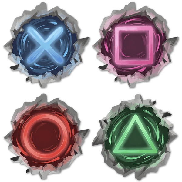 Wandtattoos: Wanddurchbruch Gamer-Symbole Playstation