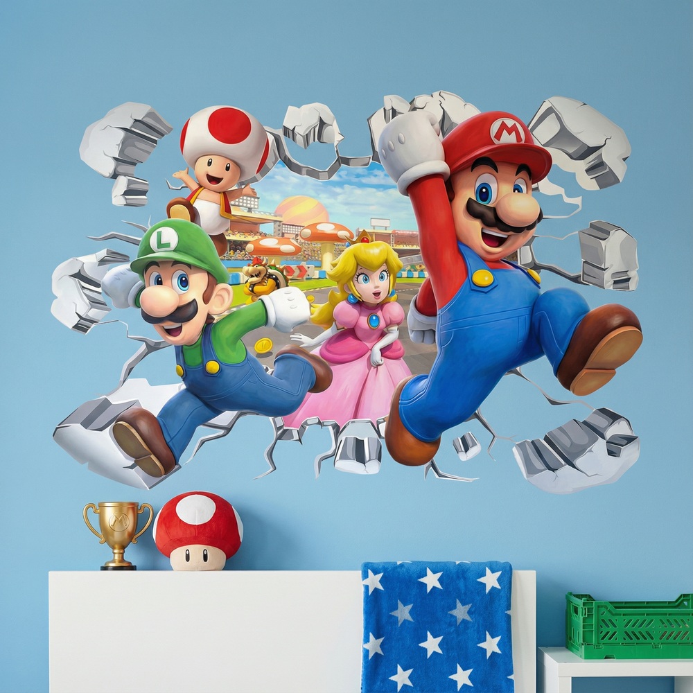 Kinderzimmer Wandtattoo: Wanddurchbruch Super Mario Charaktere