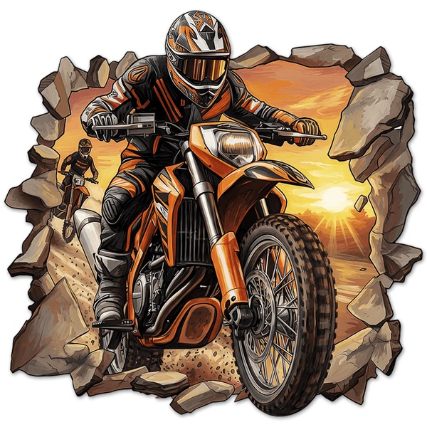 Wandtattoos: Wanddurchbruch Motocross Sonnenuntergang