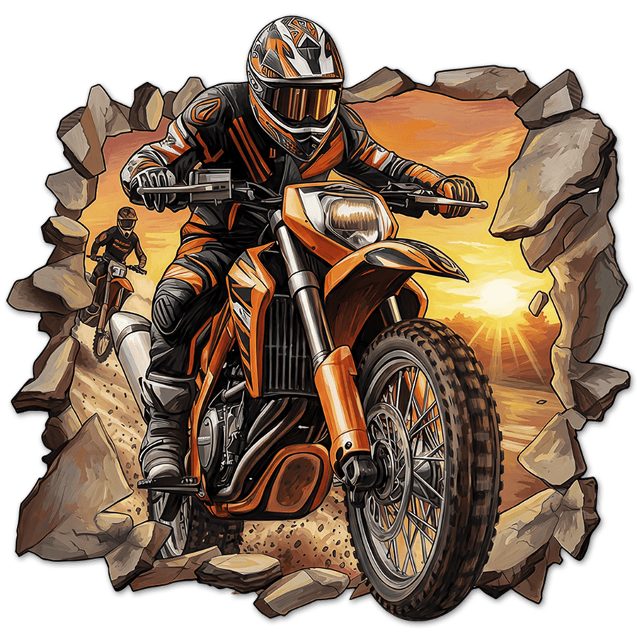 Wandtattoos: Wanddurchbruch Motocross Sonnenuntergang