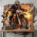 Wandtattoos: Wanddurchbruch Motocross Sonnenuntergang 6