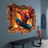 Kinderzimmer Wandtattoo: Wandloch Spiderman Feuer 3