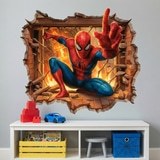 Kinderzimmer Wandtattoo: Wandloch Spiderman Feuer 4