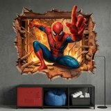 Kinderzimmer Wandtattoo: Wandloch Spiderman Feuer 7