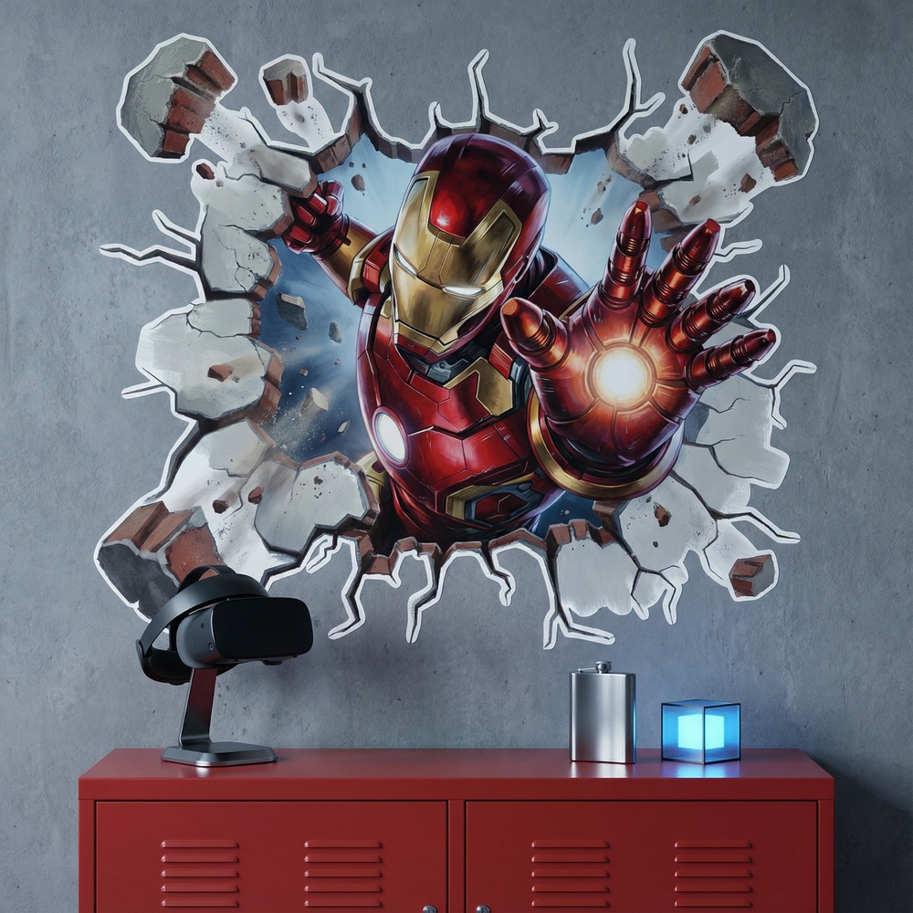 Kinderzimmer Wandtattoo: Wandloch Iron Man Energie