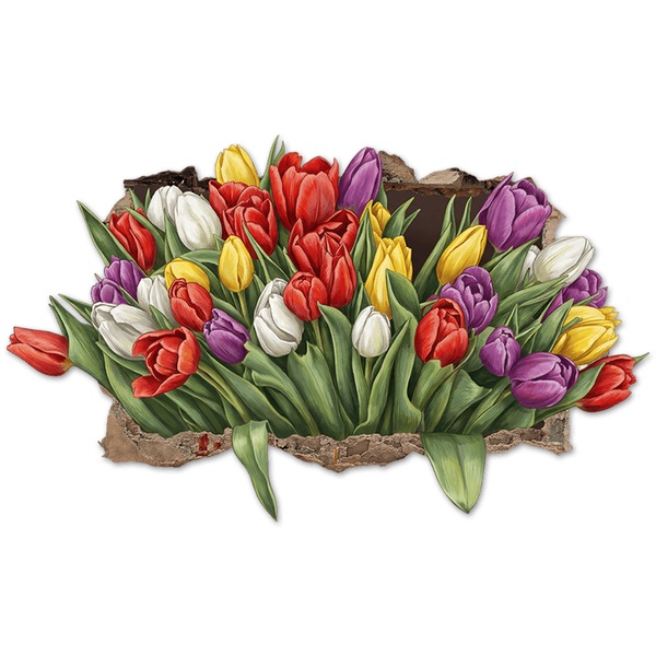Wandtattoos: Wandloch Bunte Tulpen
