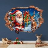 Wandtattoos: Wandloch Weihnachtsmann und Rentier 8