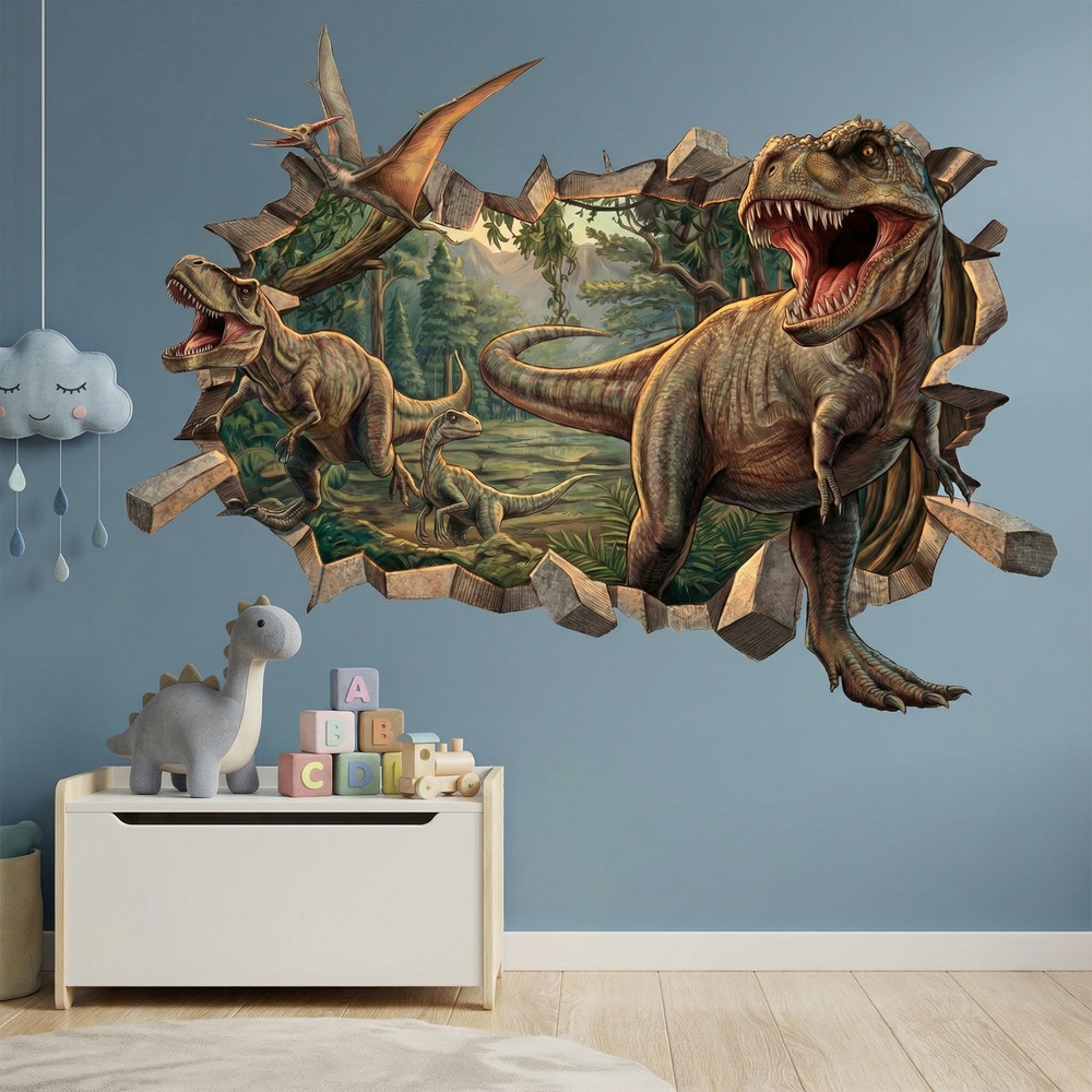Kinderzimmer Wandtattoo: Wandloch Dinosaurier T-Rex