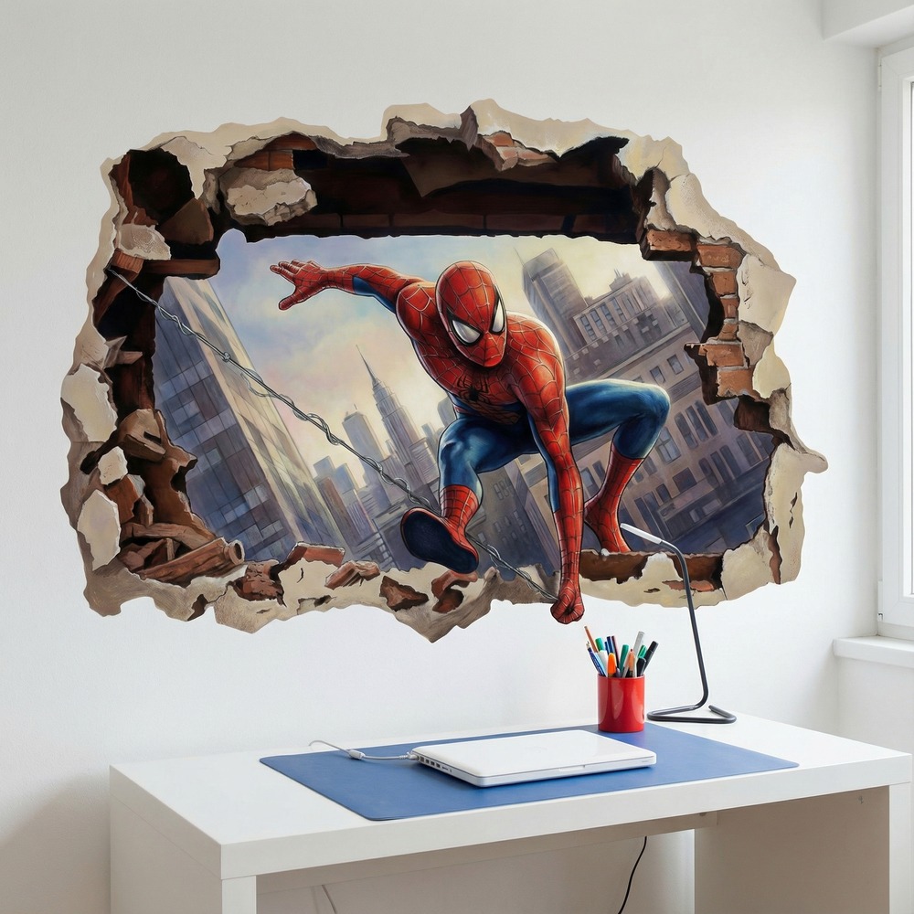 Kinderzimmer Wandtattoo: Wandloch Spider-Man Action