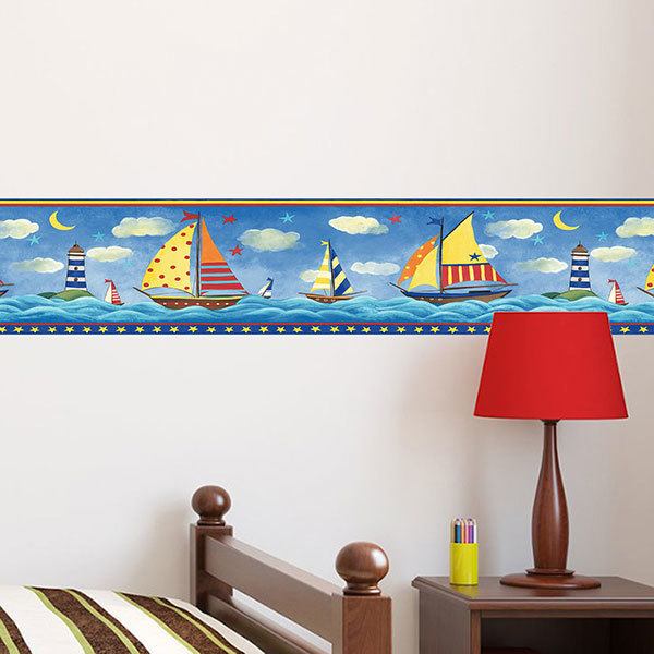 Wandtattoos: Bordüren bunte Boote